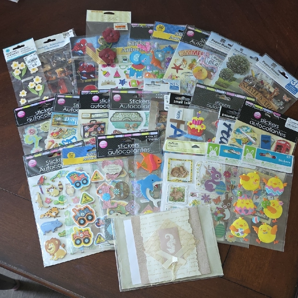 (J50) 28 Assorted Sticker Pack for Arts & Crafts/Scrapbooking Bundle